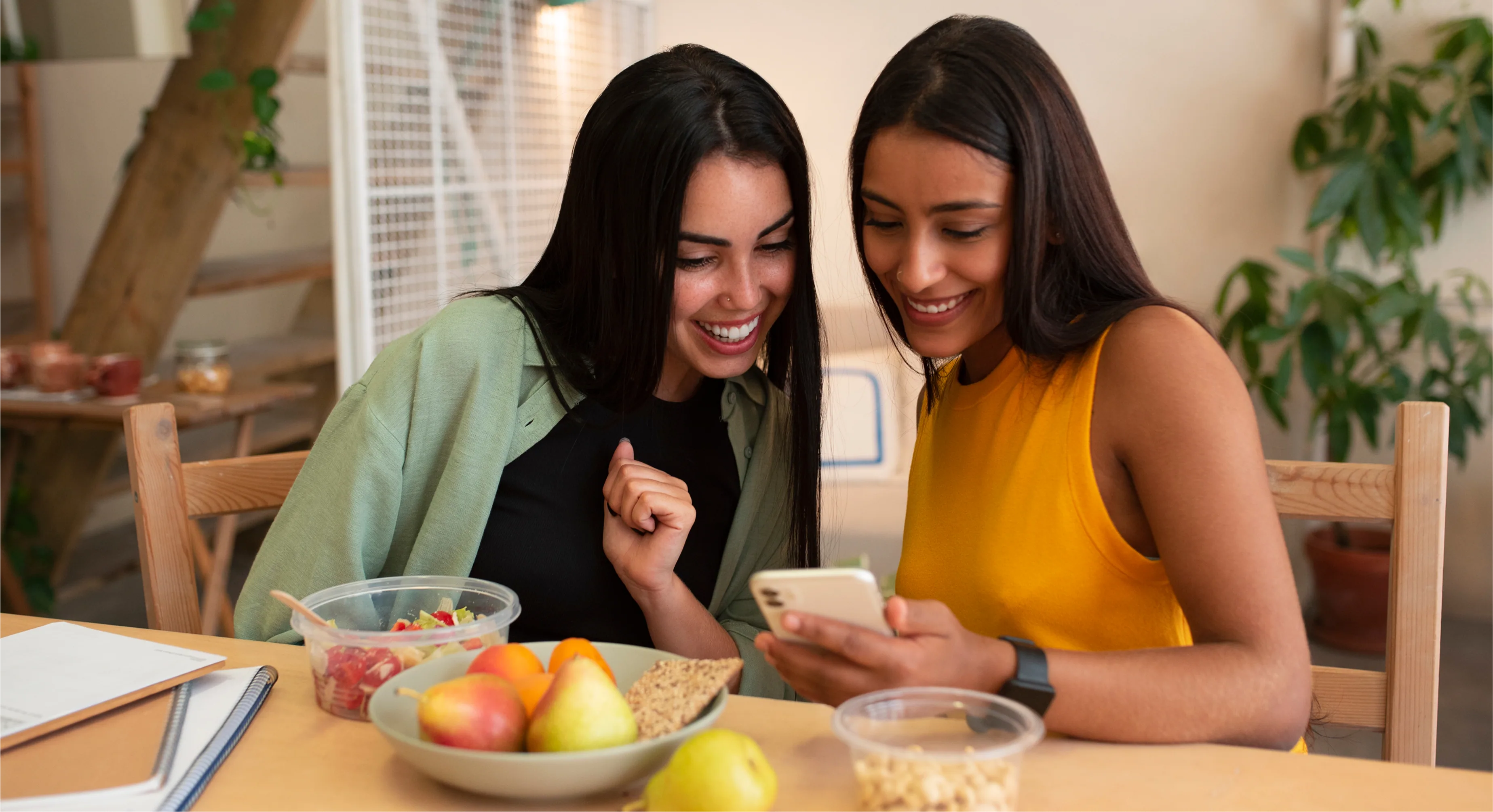 People enjoying healthy meals together