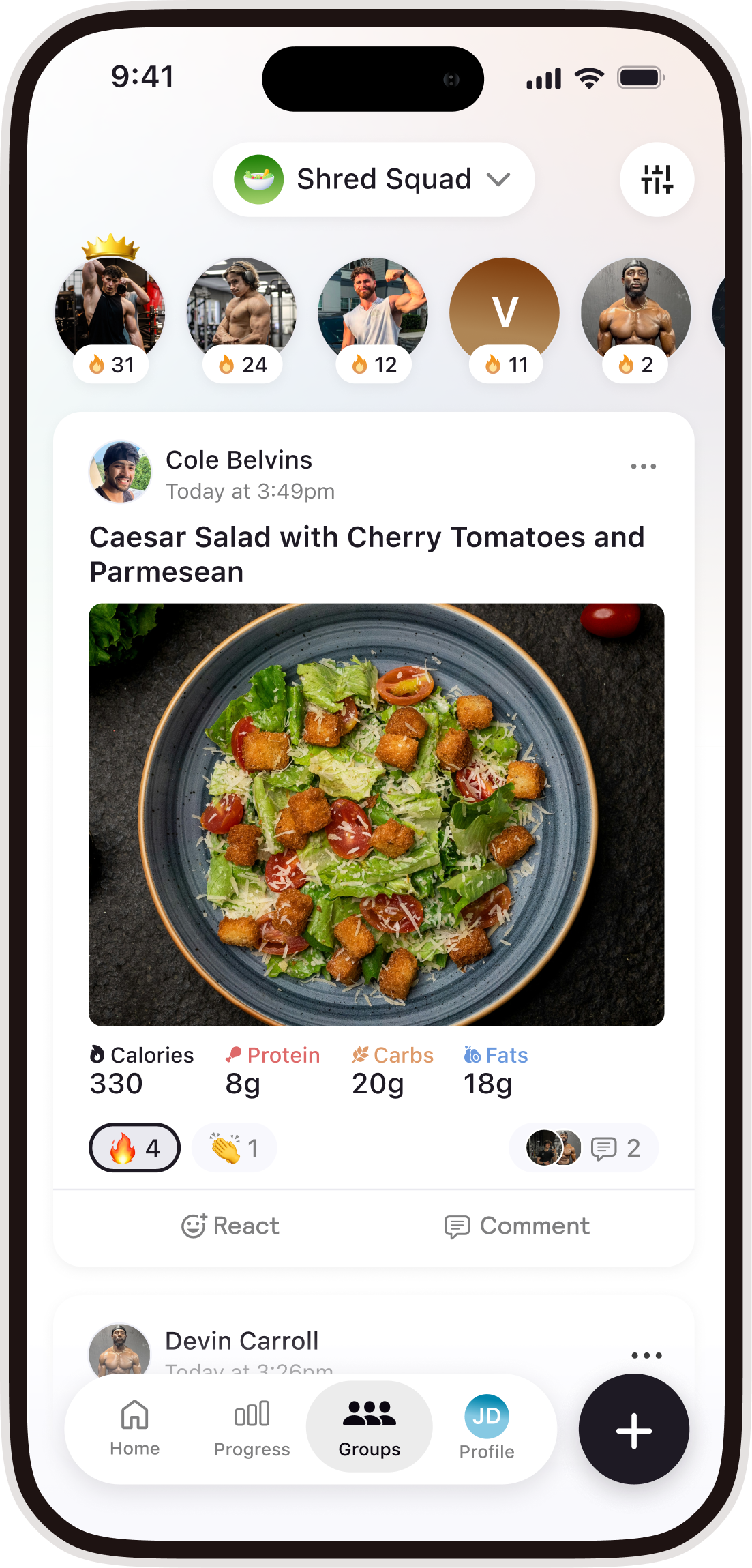 Cal AI Groups - Group feed